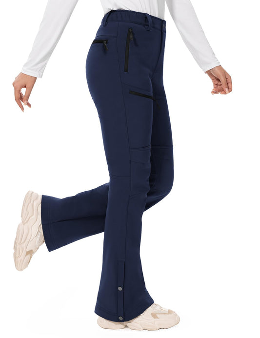 Hiauspor Womens-Snow-Ski-Pants-Fleece-Lined-Water-Resistant Insulated Thermal Flare Warm for Snowboard Winter Hiking