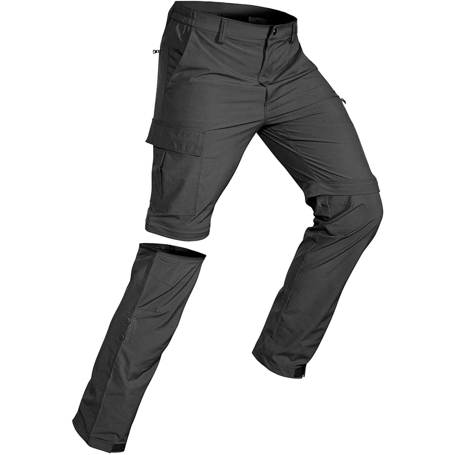 Wespornow Men's-Convertible-Hiking-Pants Quick Dry Lightweight Zip Off Breathable Cargo Pants for Outdoor, Fishing, Safari (Grey, Medium)
