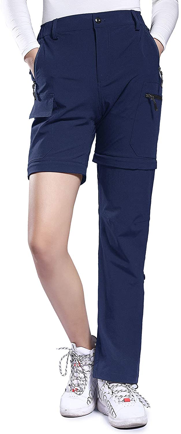 G Gradual Women's Hiking Pants with Zipper Pockets Convertible Lightweight  Quick Dry Stretch Cargo Camping Pants Navy X-Large