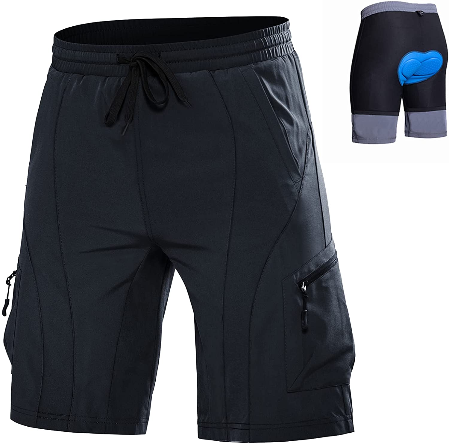 Hiauspor Men's-Mountain-Bike-Shorts-Padded-MTB-Cycling-Shorts-Loose-fi