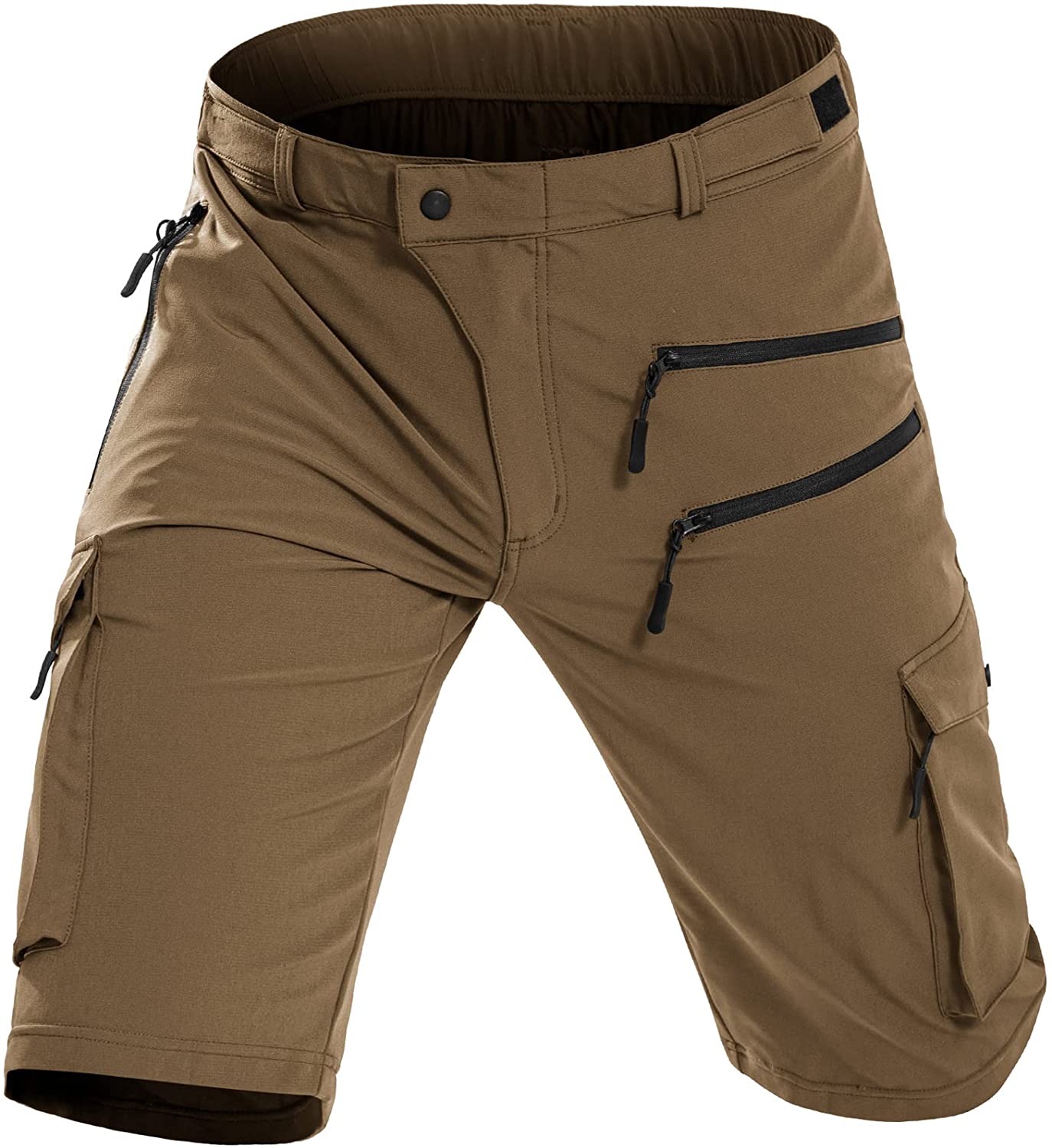Hiauspor Men's Hiking Cargo Shorts Quick Dry Athletic Shorts with Elastic Waist for Fishing Golf Casual Khaki / Large