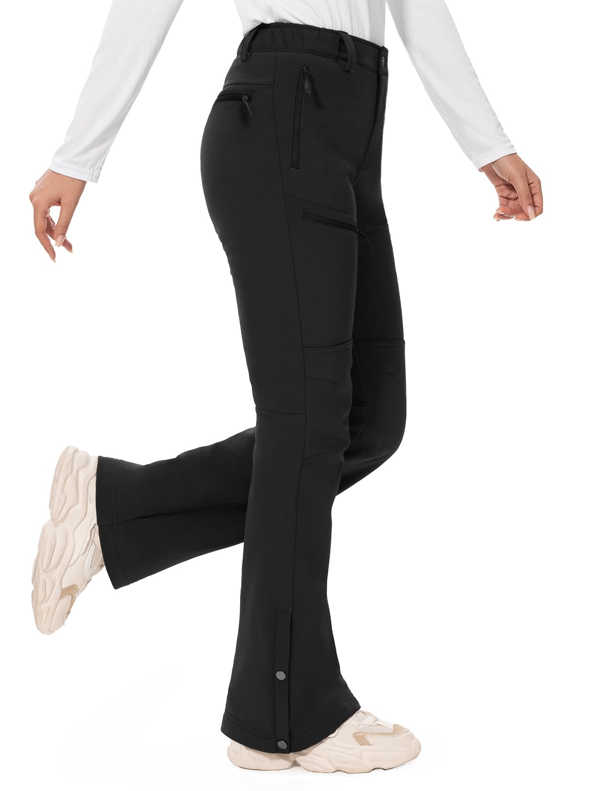 Hiauspor Womens-Snow-Ski-Pants-Fleece-Lined-Water-Resistant Insulated Thermal Flare Warm for Snowboard Winter Hiking