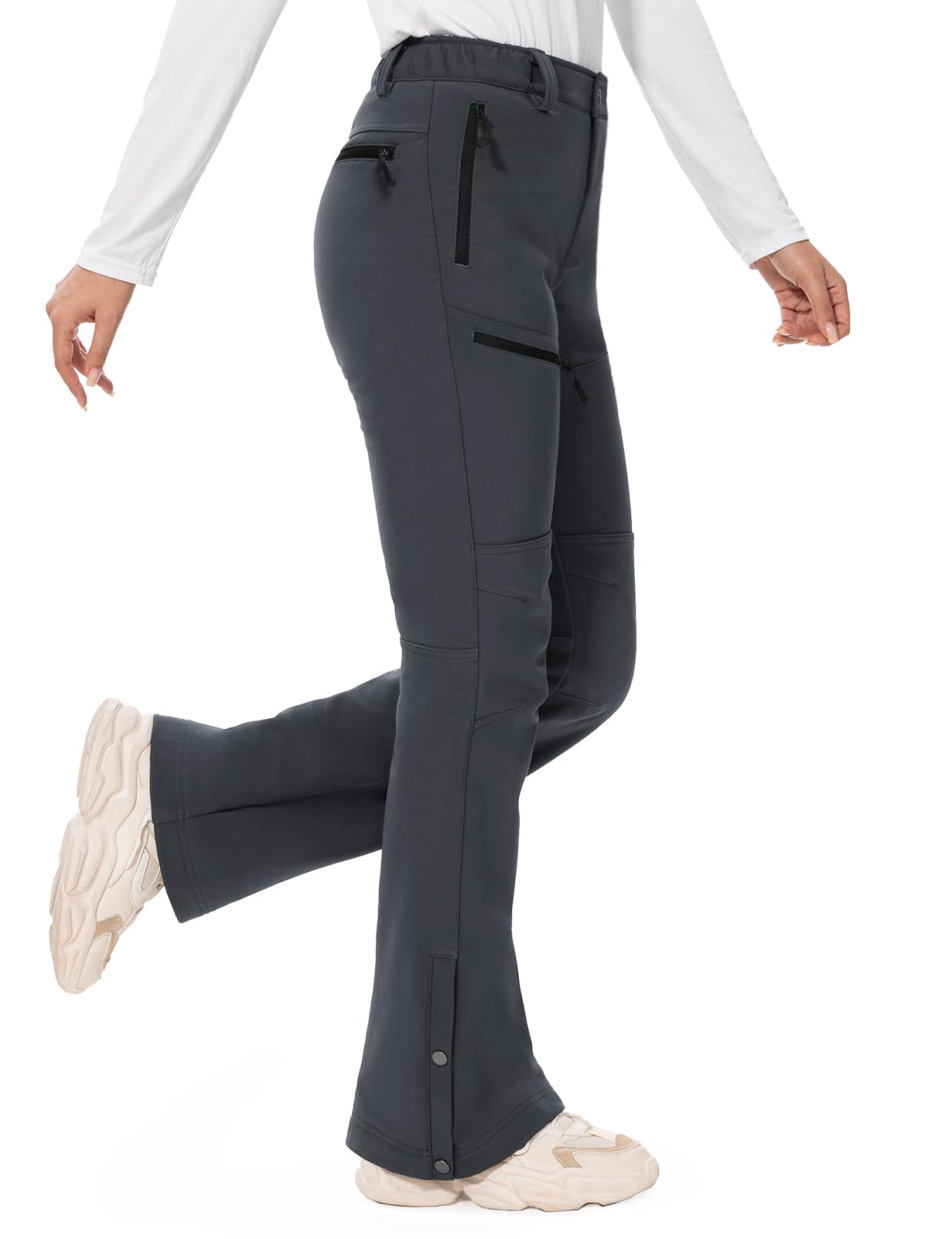 Hiauspor Womens-Snow-Ski-Pants-Fleece-Lined-Water-Resistant Insulated Thermal Flare Warm for Snowboard Winter Hiking