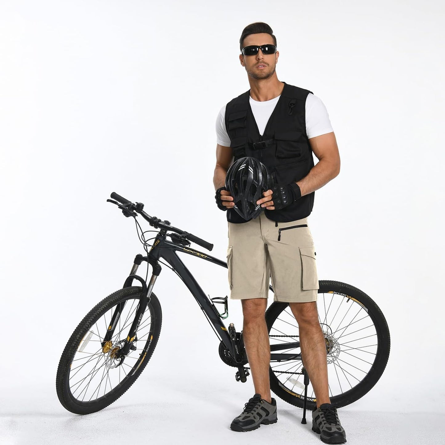 Men's Mountain Bike Shorts Stretch Hiking Cargo Shorts Quick Dry with Zipper Pocket for Bicycle Cycling Casual Golf