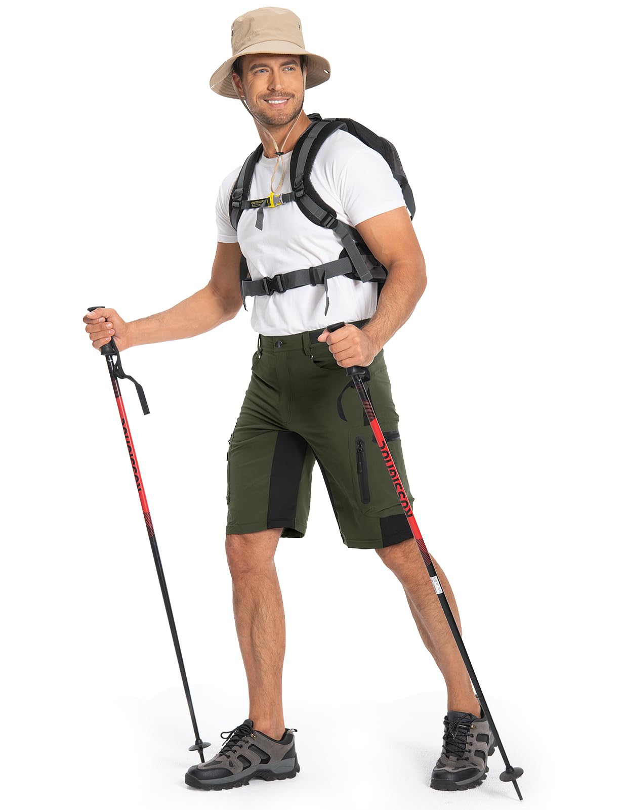 Hiauspor Mens Hiking Cargo Shorts Lightweight Water-Resistant Quick Dry Stretch for Casual Golf Fishing Tactical Bike Outdoor