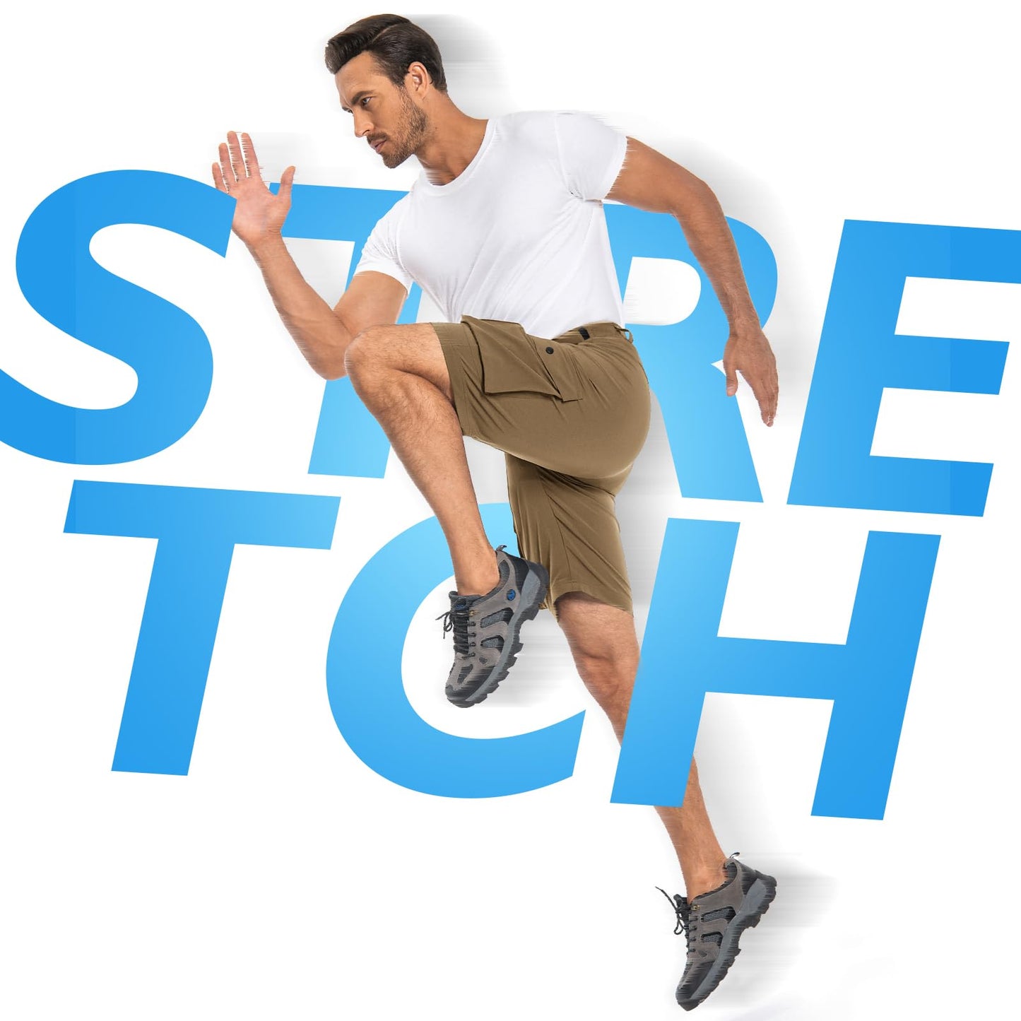 Hiauspor Men's Mountain Bike Shorts Stretch Cycling Quick Dry Hiking Cargo Shorts for Work Golf Fishing Tactical