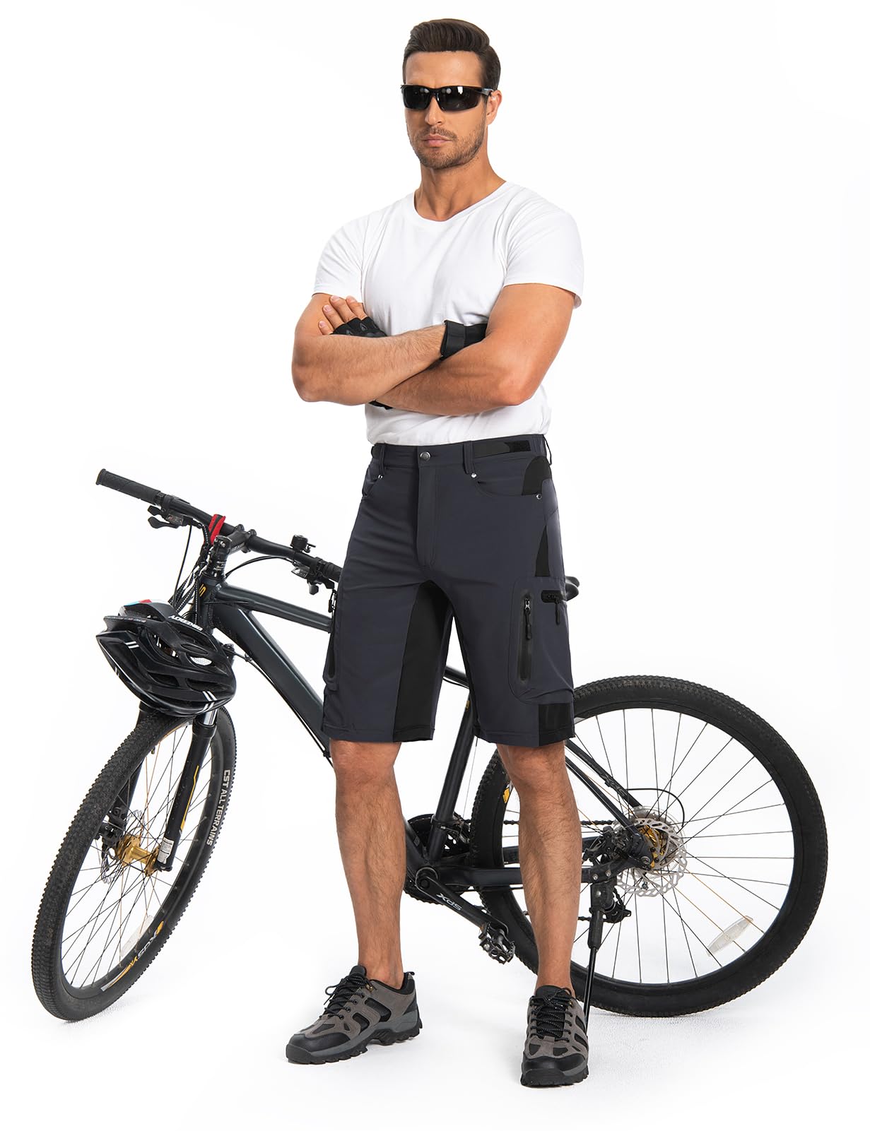 Hiauspor Mens Hiking Cargo Shorts Lightweight Water-Resistant Quick Dry Stretch for Casual Golf Fishing Tactical Bike Outdoor