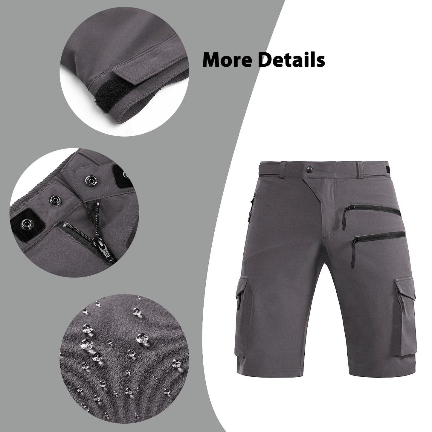 Men's Mountain Bike Shorts Stretch Hiking Cargo Shorts Quick Dry with Zipper Pocket for Bicycle Cycling Casual Golf