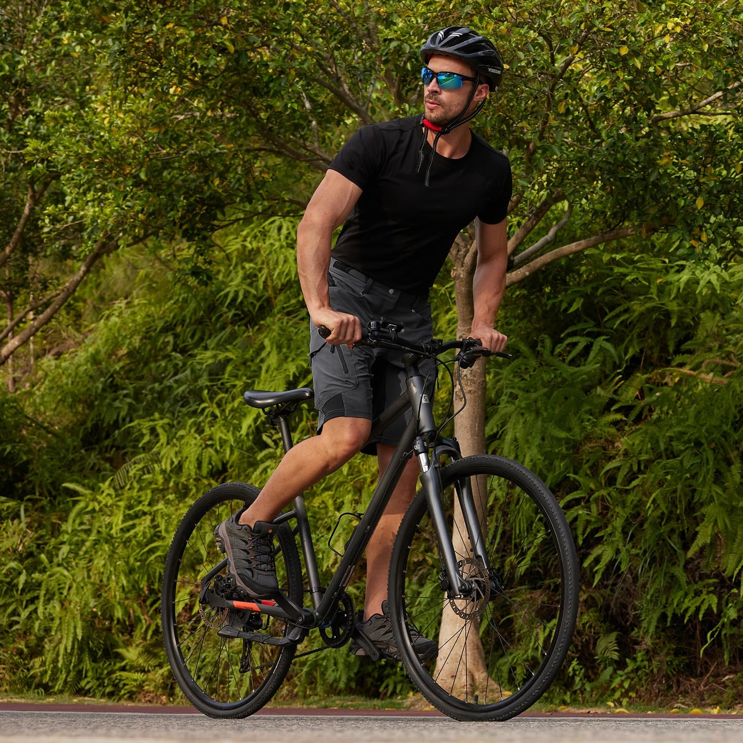 Ally Mens Mountain Bike Shorts 4D Padded Bike Shorts Baggy Cycling Biking Bicycle Biker Shorts Loose-fit with 6 Pockets