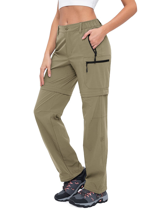 Hiauspor Womens Cargo Hiking Convertible Pants Zip Off with 5 Pockets