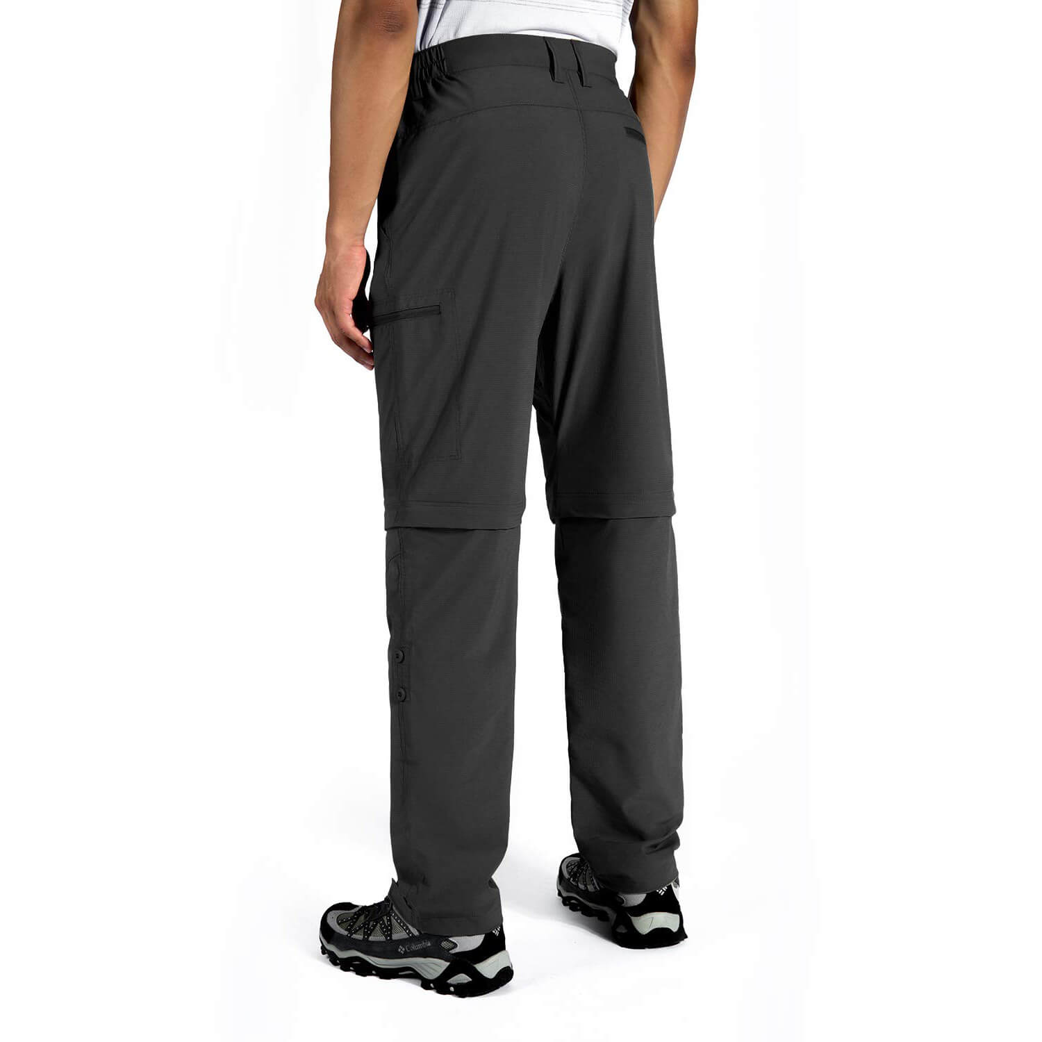 Hiauspor Men's Convertible Hiking Pants Quick Dry Zip Off Cargo Pants for Fishing Dark Grey / L