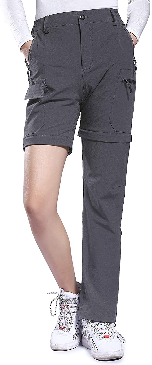 Hiauspor Women's Convertible Hiking Pants Lightweight Zip Off Pants Qu