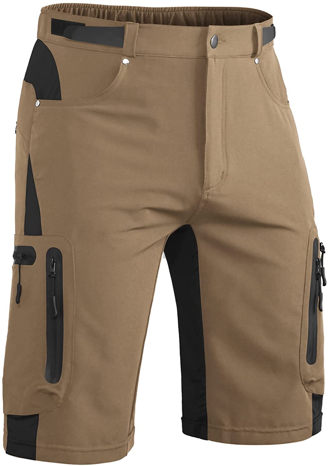 Hiauspor Men's Hiking Cargo Shorts Lightweight Quick Dry Stretch MTB Shorts for Goft Fishing Tactical Outdoor Casual Shorts Khaki / Medium