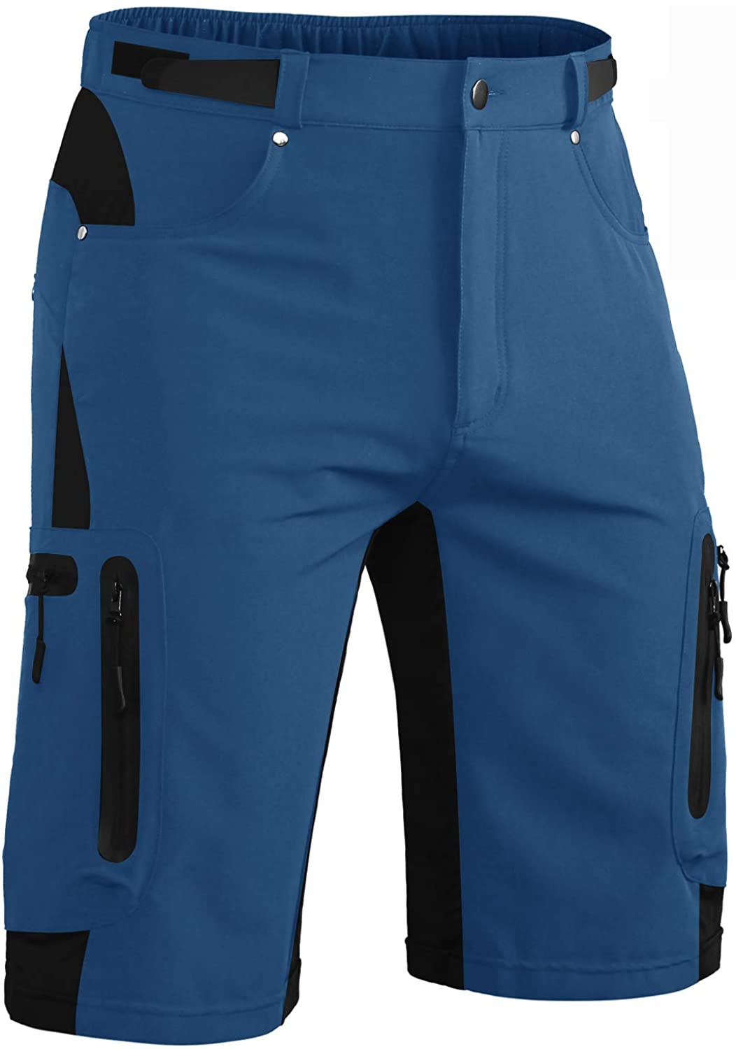 Hiauspor Men's Hiking Cargo Shorts Lightweight Quick Dry Stretch MTB Shorts for Goft Fishing Tactical Outdoor Casual Shorts Indigo / Small