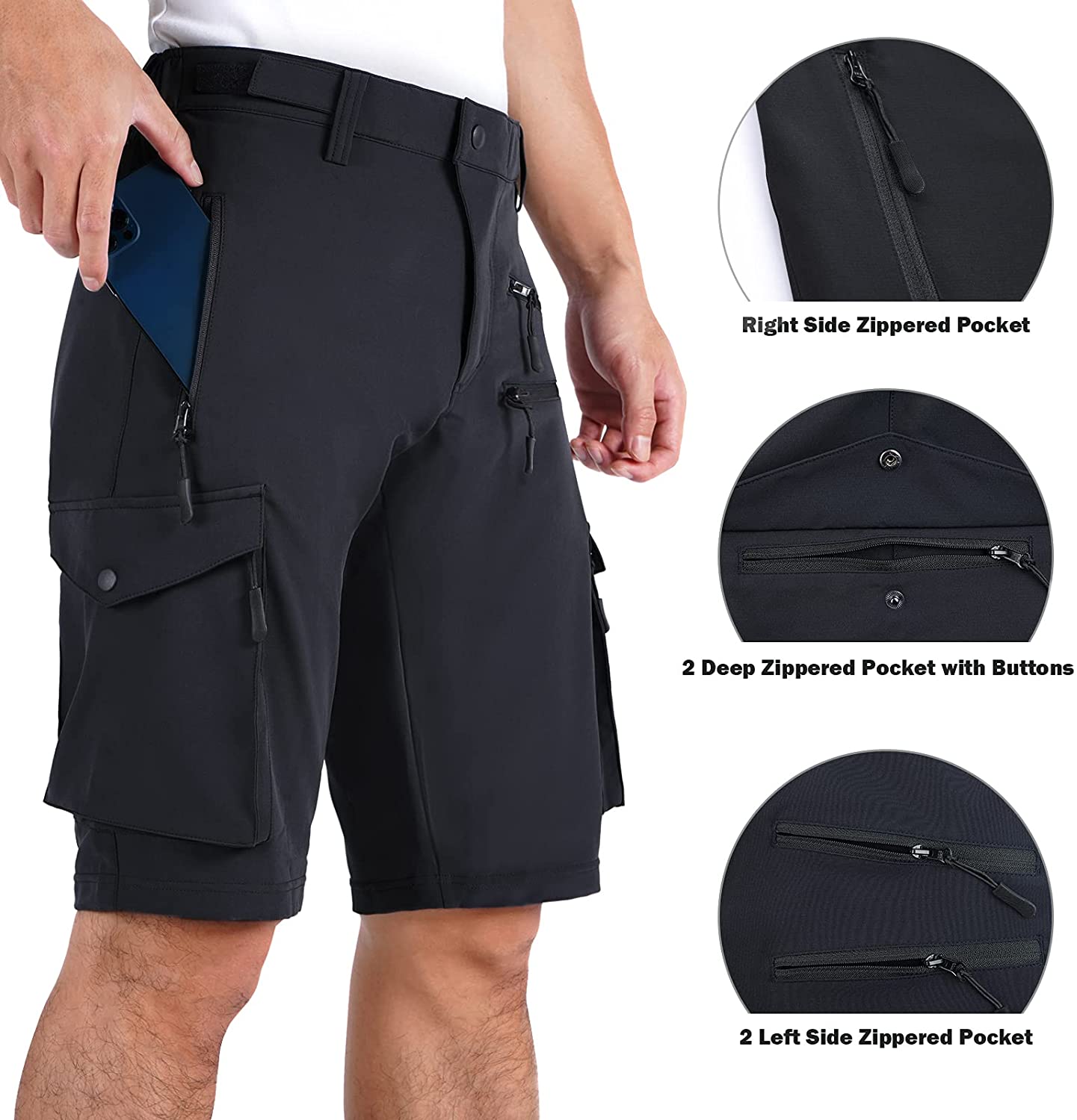 Hiauspor Men's Mountain Bike Shorts Stretch MTB Shorts Quick Dry with  Zipper Pocket