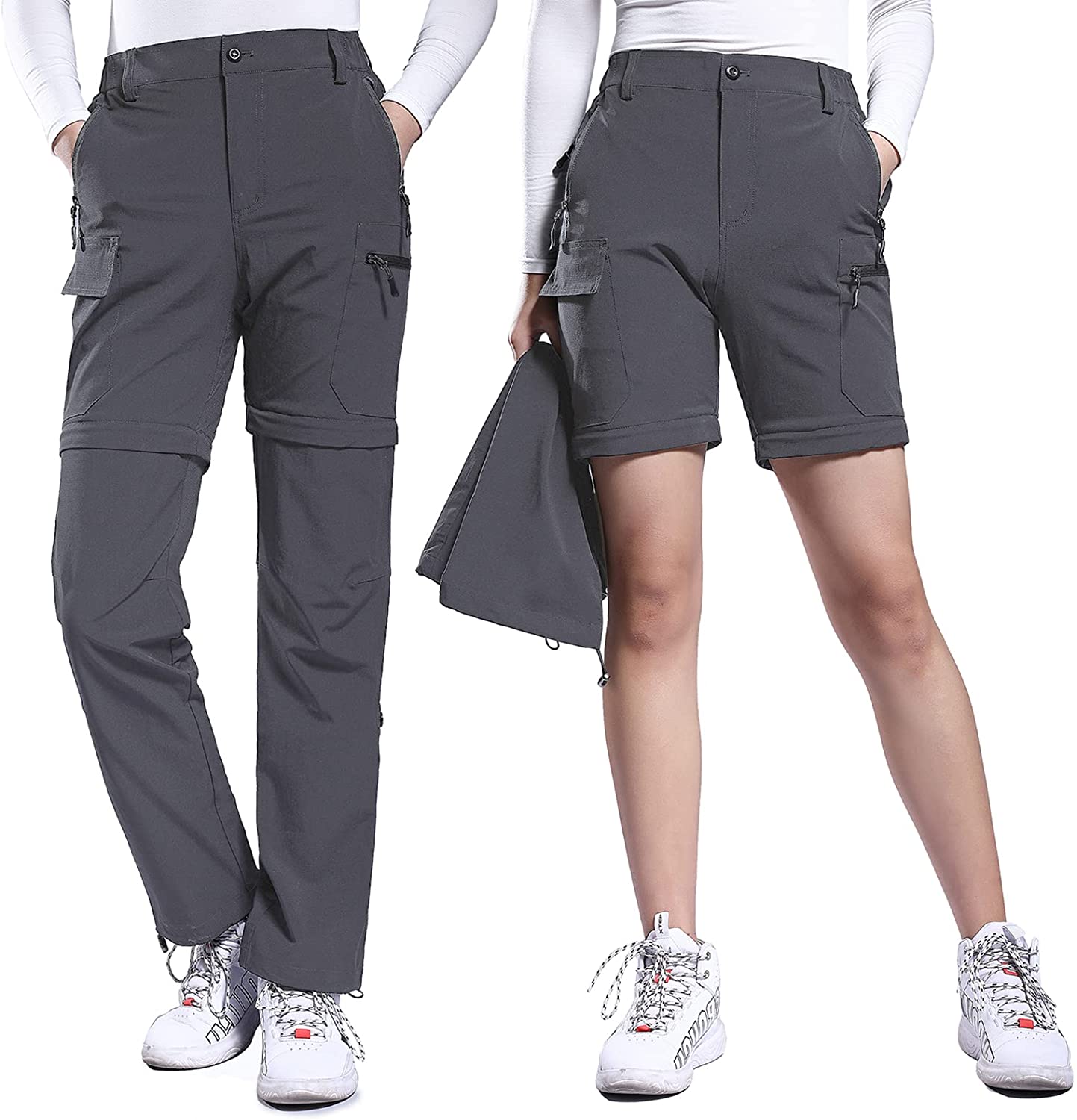  Womens Hiking Pants Convertible Quick Dry Scout Safari  Lightweight Outdoor UPF 50 Fishing Cargo Pants Capri Zipper Pockets