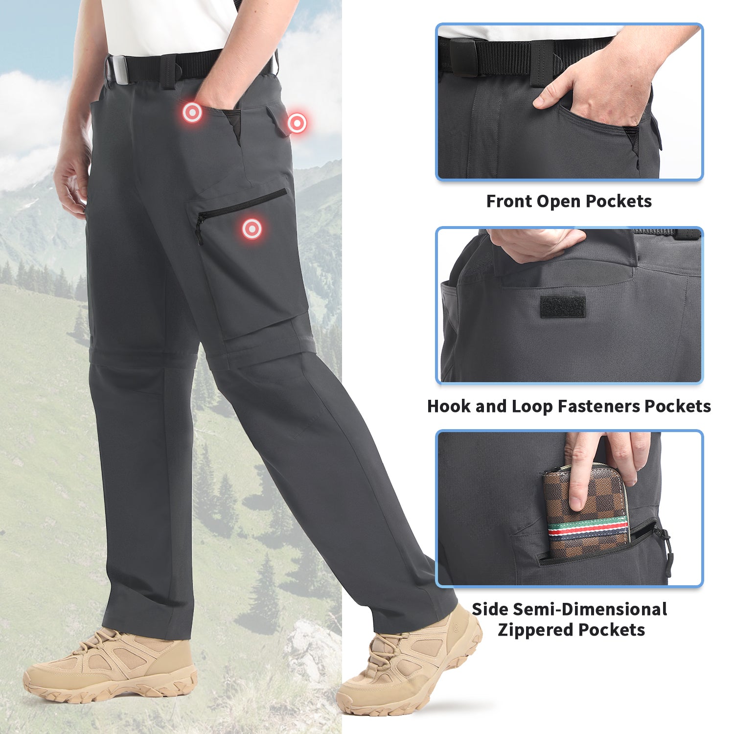 Hiauspor-Men's-Hiking-Pants-Outdoor，Breathable Stretch Cargo Hiking Pants